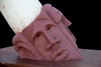 African Mask Tusk Holder in Clay